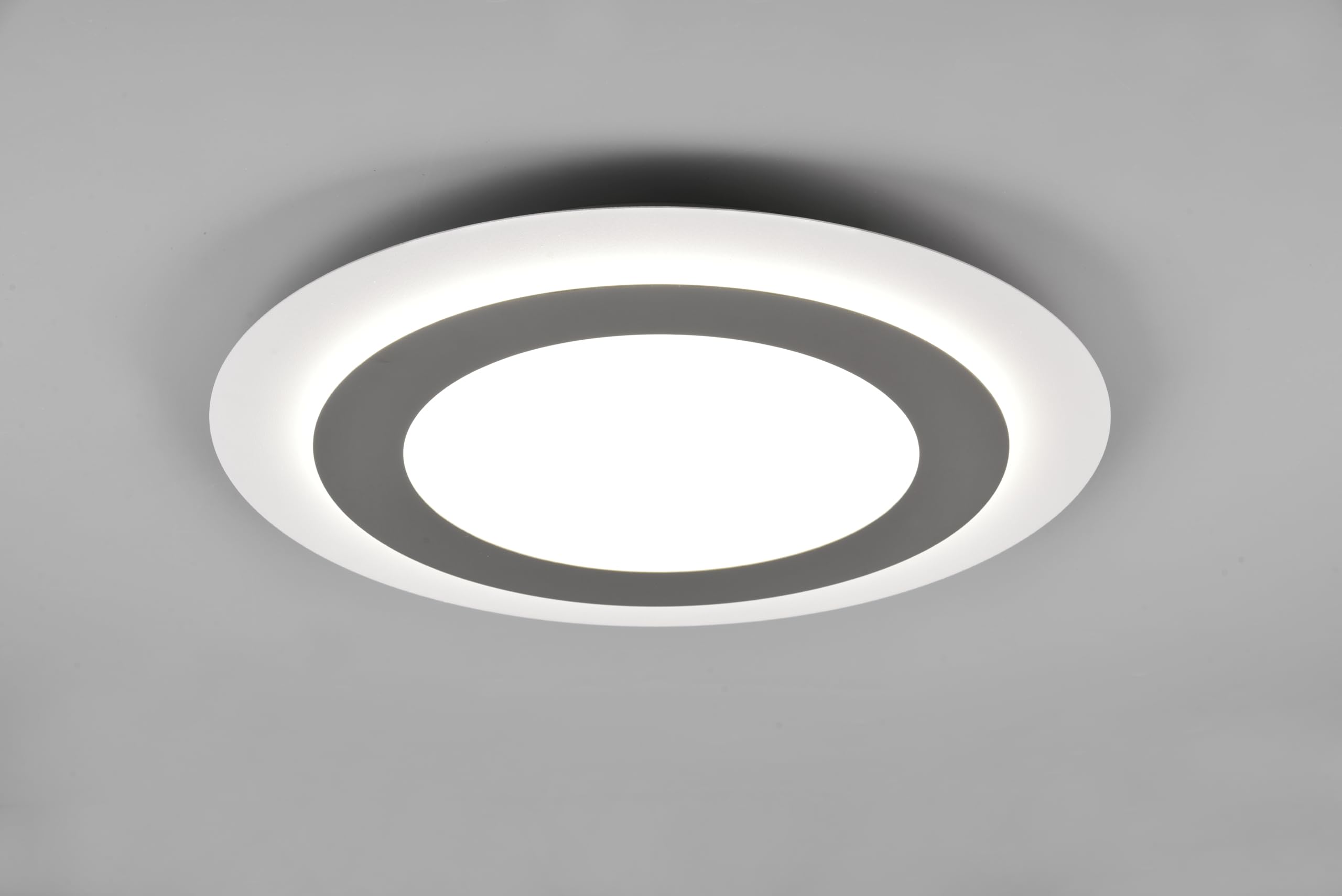 Trio Morgan 641519207 Lámpara de techo LED, metal, blanco mate, acrílico, con LED de 46 W, mando a distancia