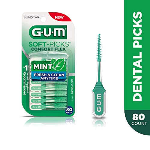 Gum Soft-Picks Comfort Mint Flex Easy To Use Dental Picks For Teeth Cleaning And Gum Health With Convenient Carry Case Dentist Recommended Dental Picks (80 Count) #TOP1