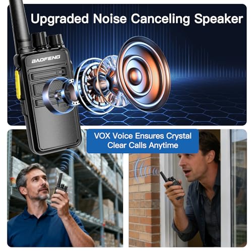Image of BAOFENG BD-V12B Radio 6 Pack Long Range Walkie Talkies for Adults, Rechargeable Two-Way Radios Walkie Talkies with Earpiece, 6 Way Multi Gang Charger, USB Charging Battery for School,Church,Cruise