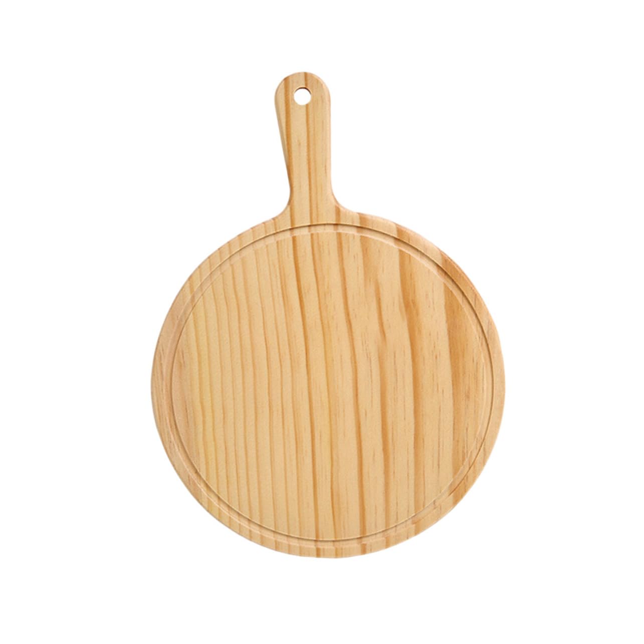 PRETYZOOM Wooden Pizza Tray Round Saucer Pizza Platter Easy to Clean for Home Restaurant Use