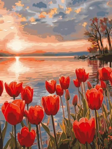Paint by numbers kits acrylique paysage tulipe et peinture numéro R0-772