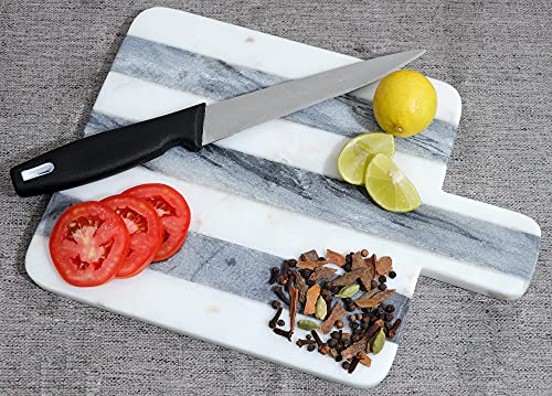 Crocon Natural White & Gray Marble Line Design Chopping Board Champagne Marbles Cutting Board Stylish Stone Cheese Board For Home And Kitchen Great Gift For Cooking Lover Size : Lx29, Wx21Cm