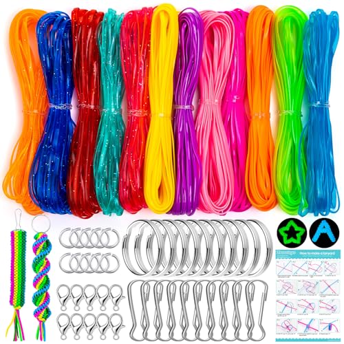 Lanyard String 12 Colors Plastic String Lacing Cord Lanyard Strings Kit