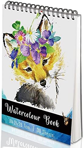 Yordawn Watercolour Paper A4 Watercolour Sketchbook with 30 Sheets Art Supplies for Artists Adults Teens Kids Textured Paper Drawing Pad Watercolour Book for Painting Drawing Sketching