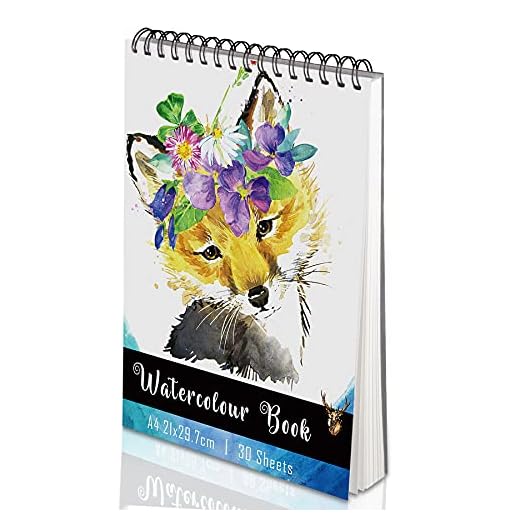 Yordawn Papel Acuarela Bloc Dibujo Acuarela A4 Cuaderno Dibujo Sketchbook con 30 Hojas Bloc de Dibujo para Niños Adultos Profesional Cuaderno a4 Cuaderno Acuarela para Pintura Dibujo