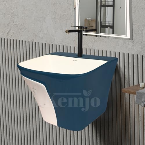 Image of Wall Mounted Wash Basin for Bathroom | Wall Hung Wash Basin /Sink (15.35 x 16.14 x 13 Inch, SFKOP - 229)