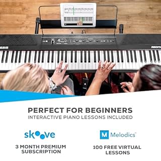 Alesis Recital - 88 Key Digital Piano Keyboard with Semi-Weighted Keys, 2x20W Speakers, 5 Voices, Split, Layer and Lesson Mode, FX and Piano Lessons
