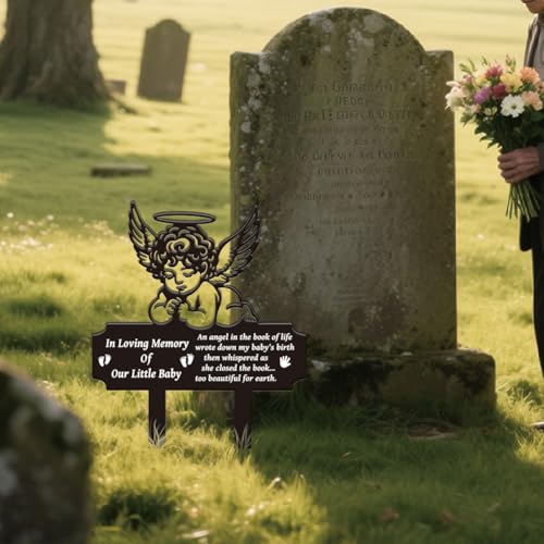 SUPERDANT Grabschmuck Wetterfest Baby Memory Metall Grabschmuck Winkel Baby Outdoor Dekor Tiere Metall Gartenstecker Dekorative Grab Deko Für Den Außenbereich Für Hof Rasen Terrasse