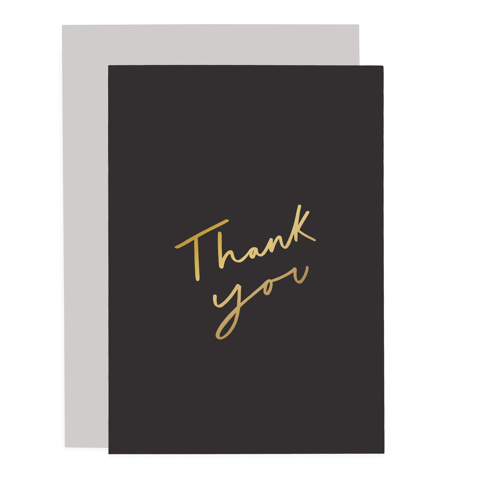 Old English Co. Thanks Card - Single Black & Gold Foiled Blank Thank You Card | Gratitude Cards for Mum, Sister, Brother, Husband & Friends | Special Thanks Card for a Party, Dinner and Host