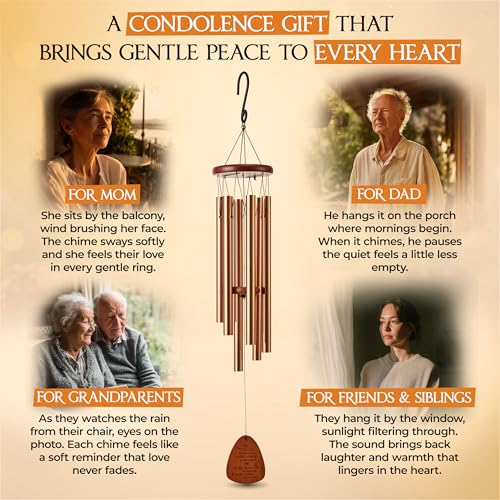 Image of 32 Inch Memorial Wind Chimes Outdoor, Sympathy Gifts for Loss of Loved One, Memorial Gifts for Loss of Mom, Sympathy Wind Chimes for Mother, Father, Brother, Sister