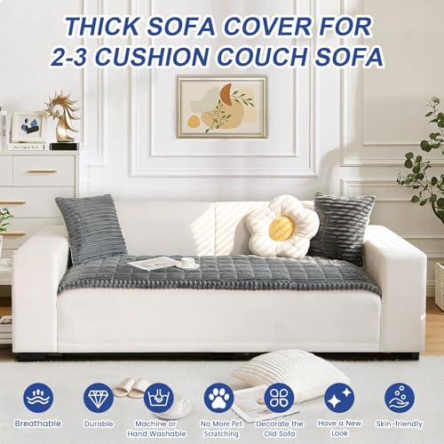 GKXLH Dicke Sofa überzug Waschbar - Neu Weiches Kord Universal Couch überzug 2 3 4 Sitzer, Anti-Rutsch Sofabezug, Gemütlich Sofa Cover Sofa bezug Sofaüberwürfe Möbelschoner für Wohnzimmer (70x150cm)
