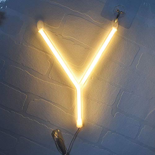 Image of ENUOLI Warm White Letters Neon Alphabet Sign LED Words Night Lights (Y) | Battery /USB Powered LED Neon Art Decorative Lights Wall Decor Light up Words for Home Bar Wedding Birthday Party Christmas