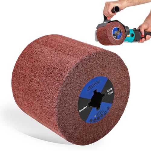 MOGRQAP Brosse à Rouleau Abrasif Grain 240, Brosse de Polissage en Fibre Synthétique pour le Polissage des Surfaces en Bois et en Métal - 120 x 100 x 19 mm