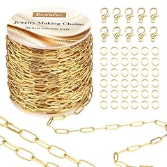 18K Gold Stainless Steel Paperclip Chains 33 Ft