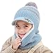 YONKOUNY Bébé Bonnet Echarpe Set Hiver Chaud Bonnet Chapeau Tricoté Tour De Cou Doublure en Polaire pour Enfants Filles Garçons (Bleu)