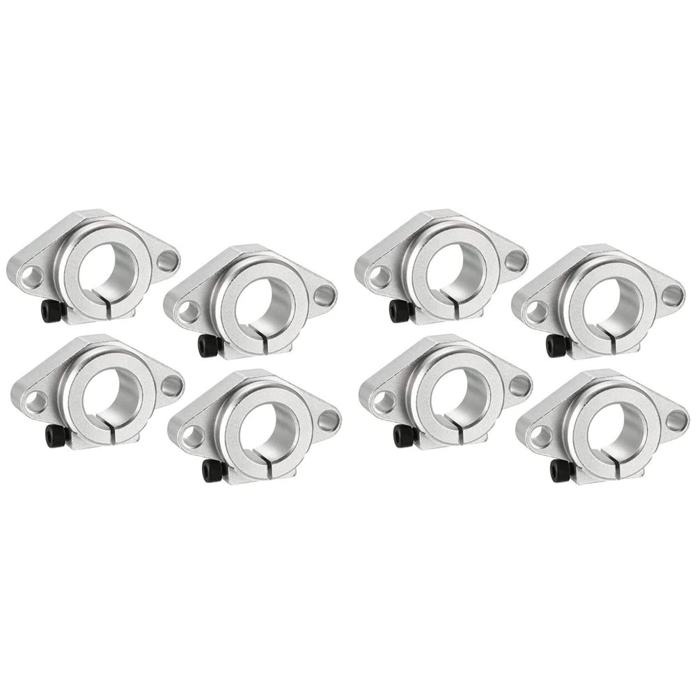 Jnchdghwa Silver Linear Motion Rail Clamping Rod Rail Guide Support For 20Mm Diameter Shaft,Aluminum(8Pcs Shf20)