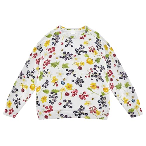 JUNZAN Fresh Elderberry Fruit White Little Boys Hooded Sweatshirt Fleece Hoodie for Boys Party 4T