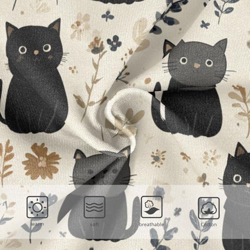 Wusikd Cute Black Cats Flowers Girls' Underwear Cotton Girls Briefs Soft Toddler Underwear 2T3