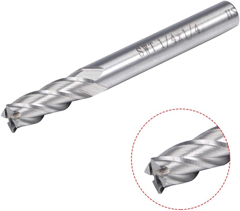 sourcingmap 3Pcs 1/4" Cutting HSS-AL Spiral Drill Bit Straight End Mill Cutter 4 Flute with 1/4" Shank - Image 3