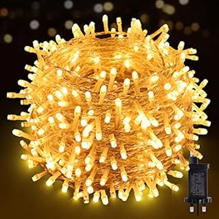 Opard 100m 1000 LED Christmas Lights 8 Lighting Modes IP44 Waterproof Warm White Mains Powered Fairy Lights with Timer for Indoor & Outdoor Garden Home