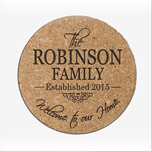 LifeSong Milestones Personalized Cork Trivet Welcome to Our Home Family Established Year and Name Absorbent 7
