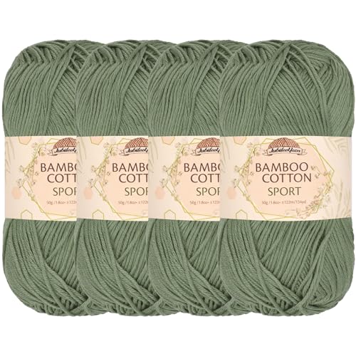 JubileeYarn Bamboo Cotton Sport Yarn - 50g/Skein - Burning Sage - 4 Skeins
