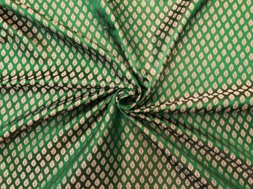 Tissu brocart de soie vert perroquet Jacquard BRO1118 haut de gamme