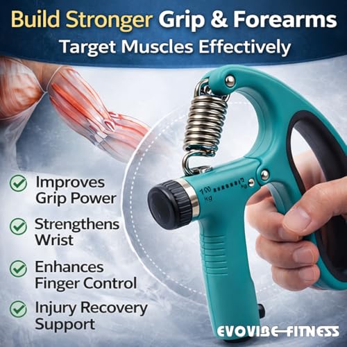 Image of D Shape Adjustable Hand Gripper 10-100KG with Digital Counter, Professional Grip Strengthener for Forearm, Wrist & Hand Workout, Heavy Duty Spring Trainer for Men & Women