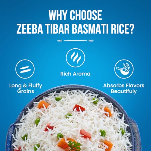 Image of Zeeba Tibar Basmati Rice 1 Kg, Perfect for Daily Home Cooking (Cooked length upto 18mm*)