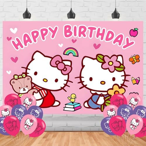 Kitty Cat Birthday Decorations,Cartoon Kitty Cat Backdrops for Pa...