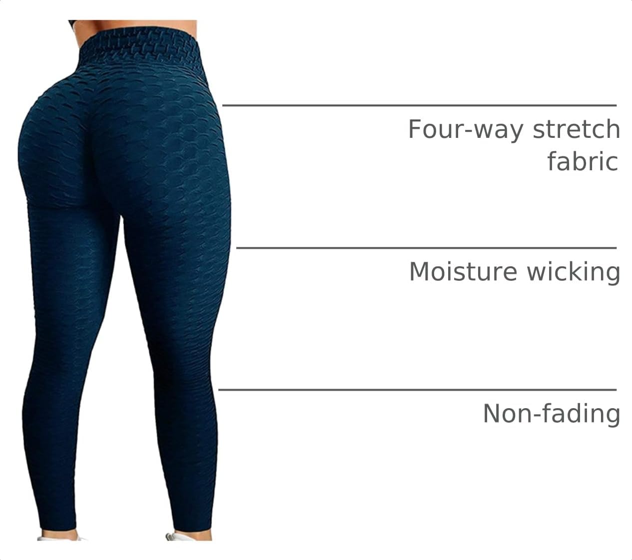 FITTOO Womens High Waisted Yoga Pants Tummy Control Scrunched Booty Leggings Workout Running Butt Lift Textured Tights image 4