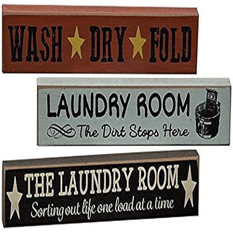 CWI Gifts 1"x6" Set of Three Laundry Room Mini Stick Signs Cover