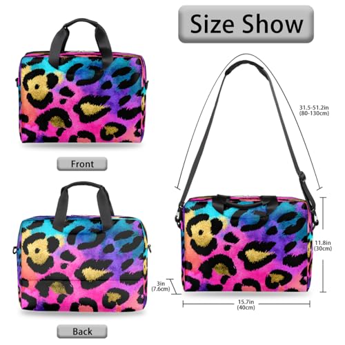 Bolso para portátil 16 pulgadas estampado leopardo colorido resistente al agua miniatura 6