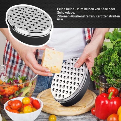 Foto von DIFCUL Käsereibe mit Behälter, Reibe für die Küche mit 2 Größen, für geschredderten Käse, Ingwer, Zitrone, Karotte, Gemüse