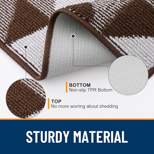 Image of OLANLY Door Mat Indoor Entrance Washable 36x24, Odor-Free Low-Profile Front Back Geometric Doormat, Absorbent Resist Dirt Entry Carpet, Easy to Clean Sturdy Floor Mats for Entryway, Dark Brown