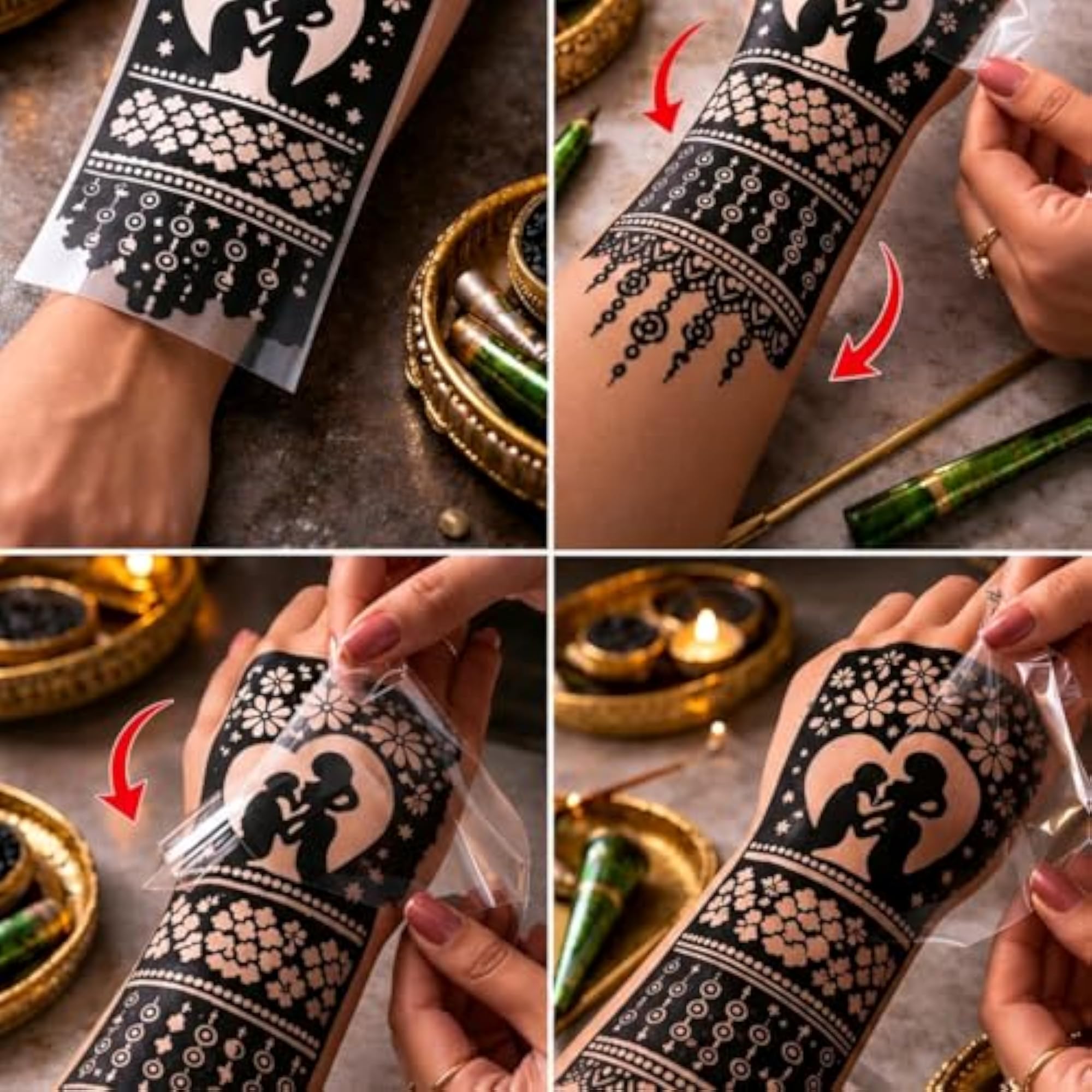 Krishna Godh Bharai Mehndi Stencil, Full Hand Arm Template