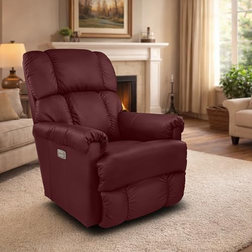Image of LA Z BOY American Imported Pinnacle Single Seater Auto Motorized Italian Leather Reclina Rocker Recliner Sofa | Premium Durable Iconic Comfort Home Design | Living Room Relax Seating Chair | Wine