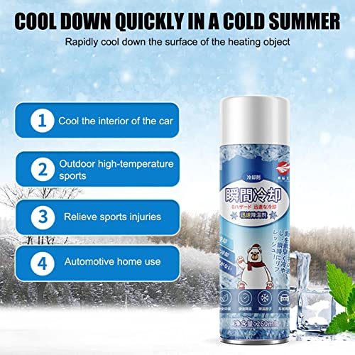 Spray frio rápido | Resfriamento Congelamento Spray de verão para carro - Refrigerante portátil para