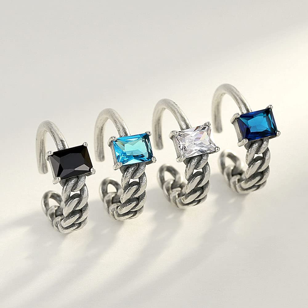 Einstellbarer offener Fingerring von Frauen - Destgiertes, gewebter Schnur stapelbarer Daumenring, Jubiläum CZ Simuliertes Diamond Statement Joint Ring, Unise