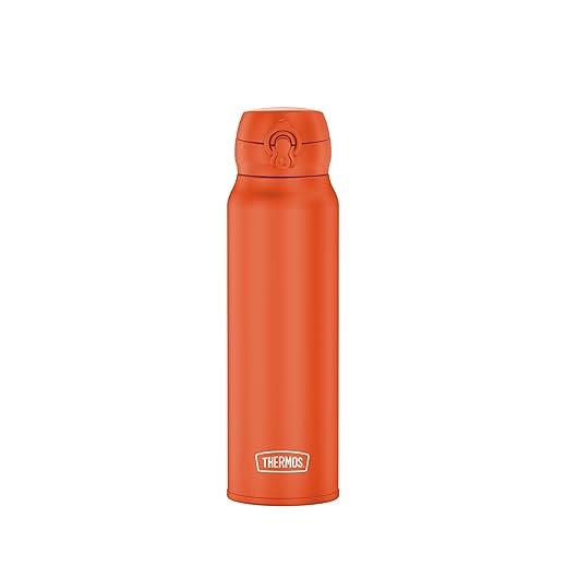 THERMOS Bouteille isotherme, en acier inoxydable, 0,75 l, orange brillant mat, 10 h chaud/20 h froid, entièrement étanche, pour eau, thé, boissons calmes