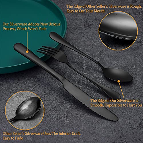 image for WISKEMA 20 Piece Matte Black Silverware Set Service for 4,Stainless St