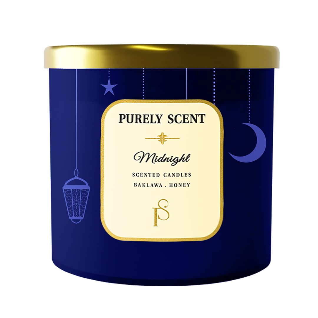 Purely ScentArabian Midnight Soy Wax Candle, 100% Pure Soy Wax and Vegetable Wax, 14.1 Oz/400 Grams Bath and Body Works Candles, 92 Hours Burn Time, 3 -Wick Scented Cierge for Aromatherapy
