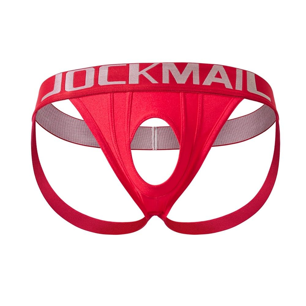 JOCKMAIL Herren Jockstrap Tangas Sexy Unterwäsche Athletic Supporter Herren Atmungsaktiv G-String (DE/NL/SE/PL, Alphanumerisch, XXL, Regular, Regular, Rot)