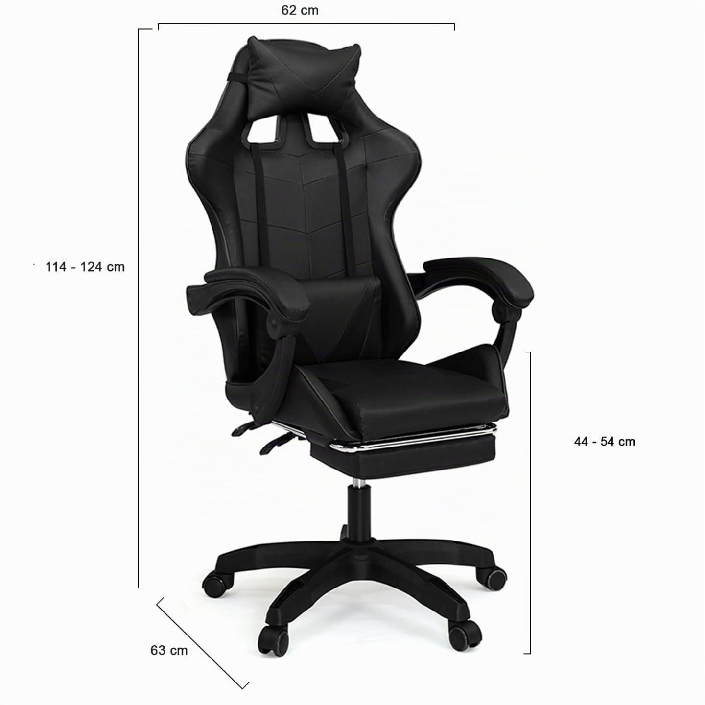 IDMarket - Fauteuil de Gaming Alex réglable avec Repose-Pied Noir
