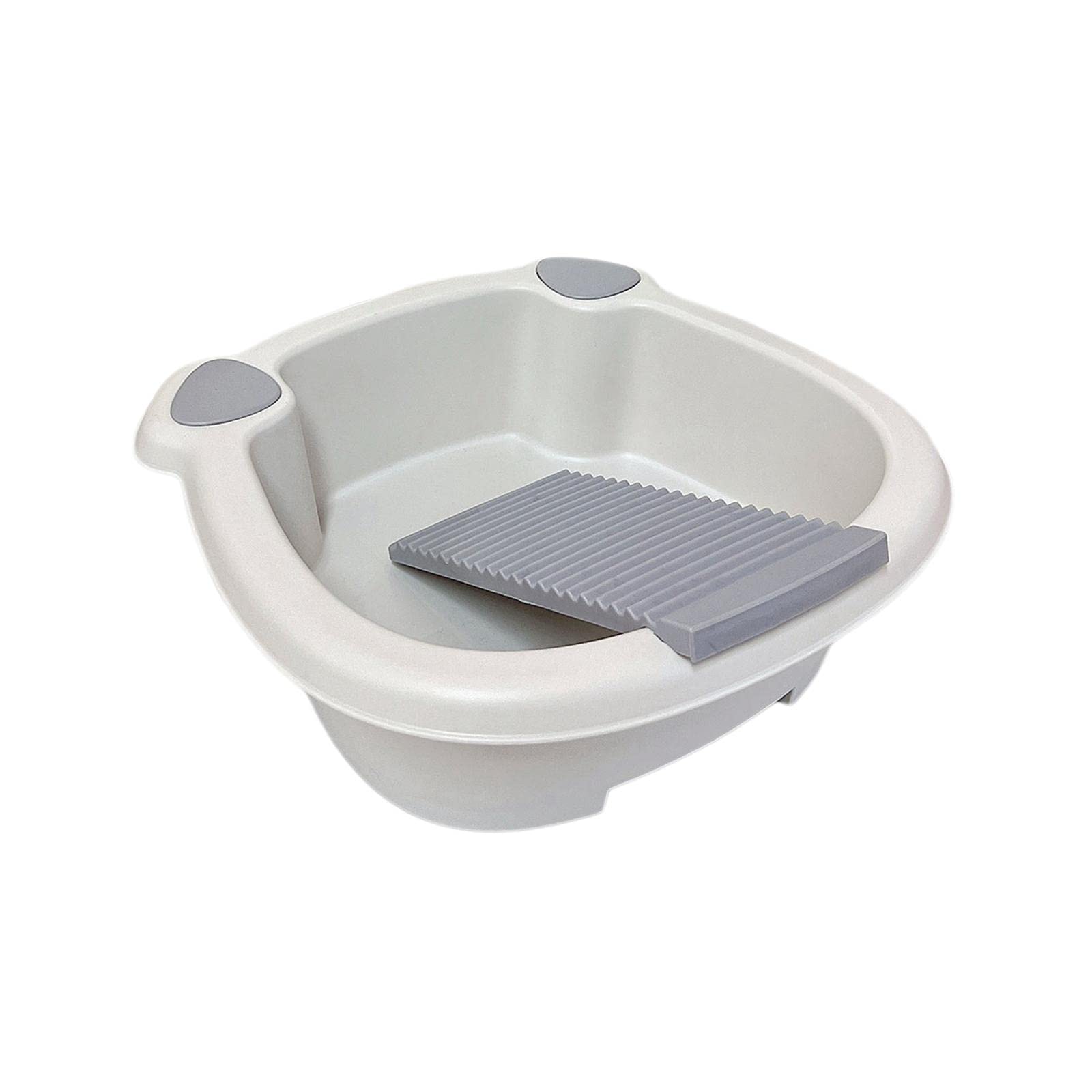 Laundry Wash Basin with Washboard, Washing Clothes Bucket Hand Wash Board Basin for Laundry Japanese Laundry Tub for T Shirt, Underwear, Gray