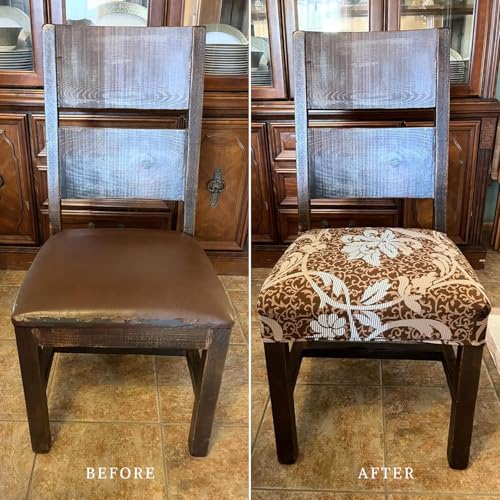Image of SearchI Stretch Dining Chair Seat Covers Set of 6, Soft Removable Washable Seat Cover for Dining Chairs, Dining Room Chair Cover Protector (Rear-Covered, Brown)