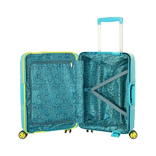 Image of American Tourister Polycarbonate Material Circurity Max 55 cm Small Hardside Cabin Suitcase with Xtrasecu 3-Point Locking System & Double Spinner 8 Wheels for Unisex - Scuba Blue