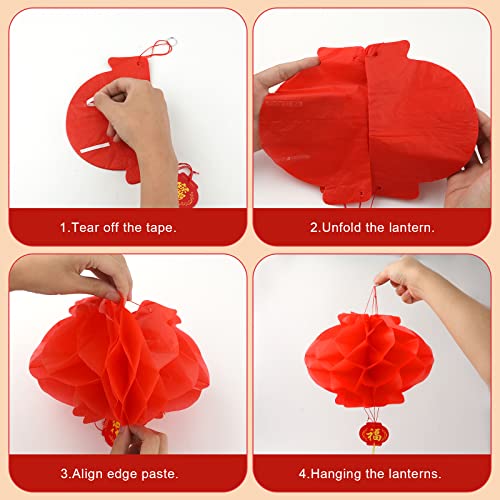 Image of TOYMIS 24 Red Chinese Lanterns, 11.8 /9.8 /7.9 inch, Festival Decoration for Chinese New Year, Spring Festival, Weddings & Parties