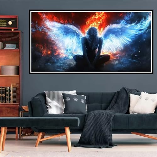 5D Diamond Painting Kit Completo angelo, DIY Diamond Painting Ragazza Modello Progettare, Round Diamantini Crystal Art Bambini Painting Kit, 40x80cm Pittura Diamante for Home Decor, Regalo Uomo Z-1463