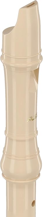 Aulos C-Soprano Elite Mod. 302BS Recorder Ivory German Fingering with Bag, Wiper Rod and Fingering Chart with Curved Wind Tunnel